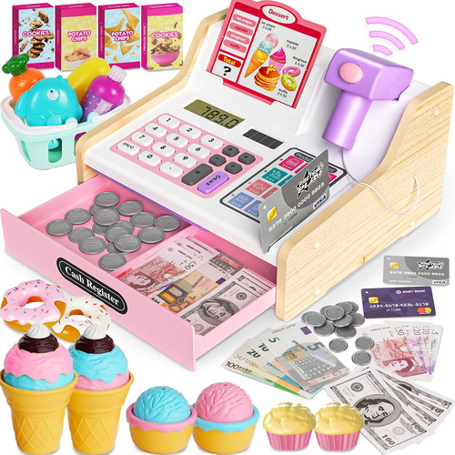 Wooden cash register for - cash,