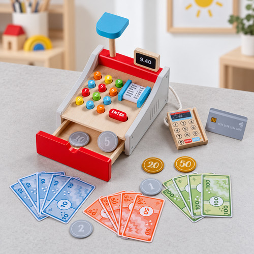 Wooden cash register - wooden, shop