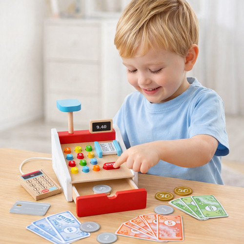 Cute wooden toy cash register - toy,