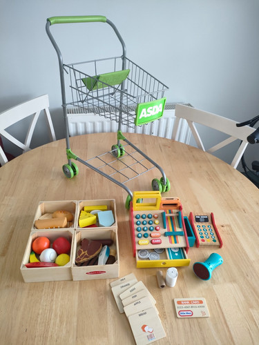 Wooden multicoloured toy cash - toy,